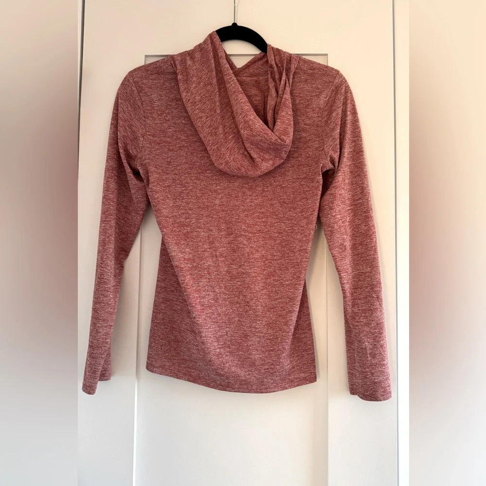 Nike Womens Dri Fit Hooded Running Pullover Top Heathered Marl Red Size XS EUC